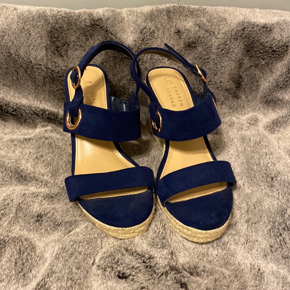 lauren conrad blue espadrille wedges